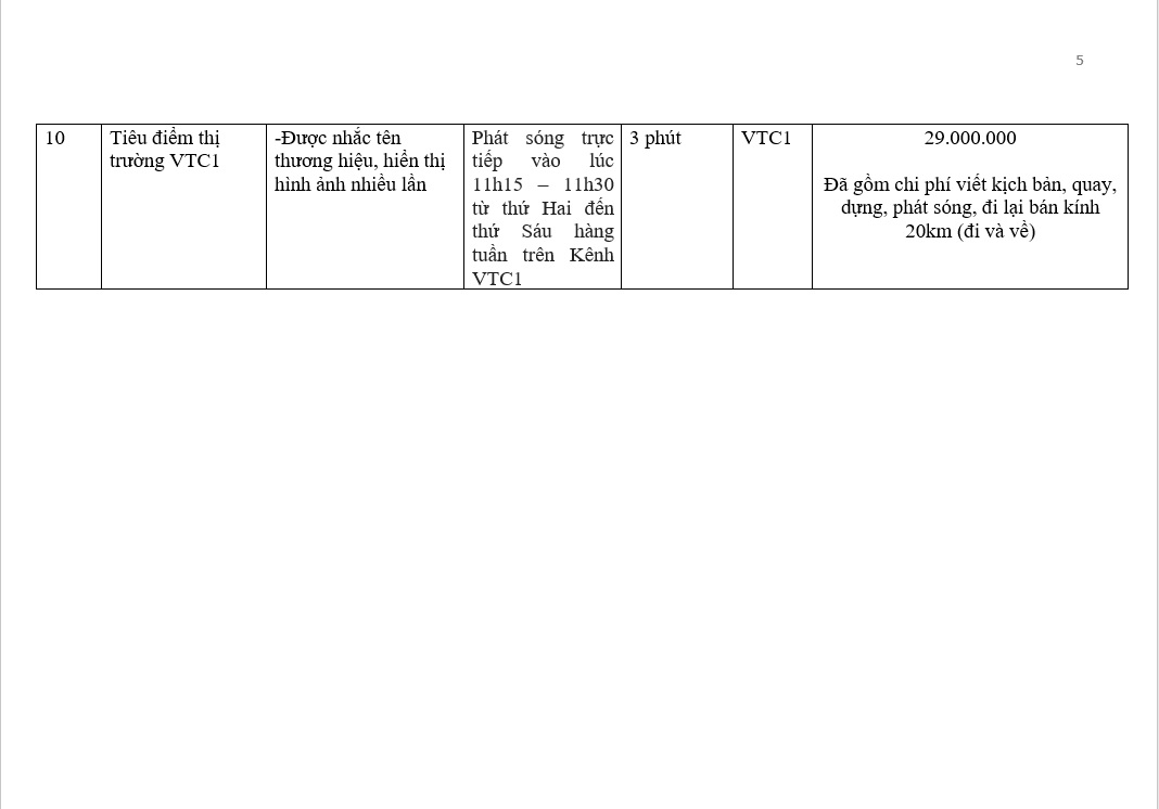 quảng cáo truyền hình VTC