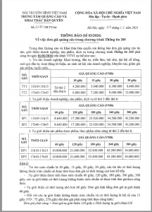 Báo giá VTV3 Thông tin 260 năm 2026 có chiết khấu 