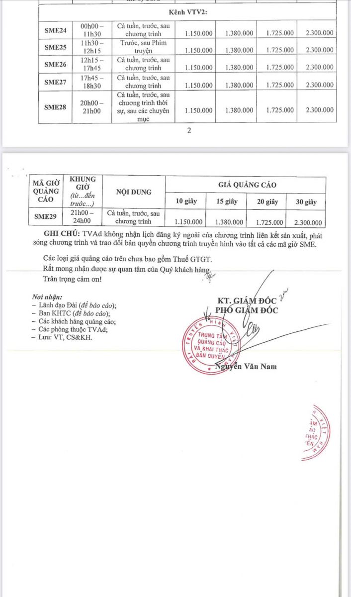 báo giá quảng cáo vtv sme giá nhà đài giá gốc