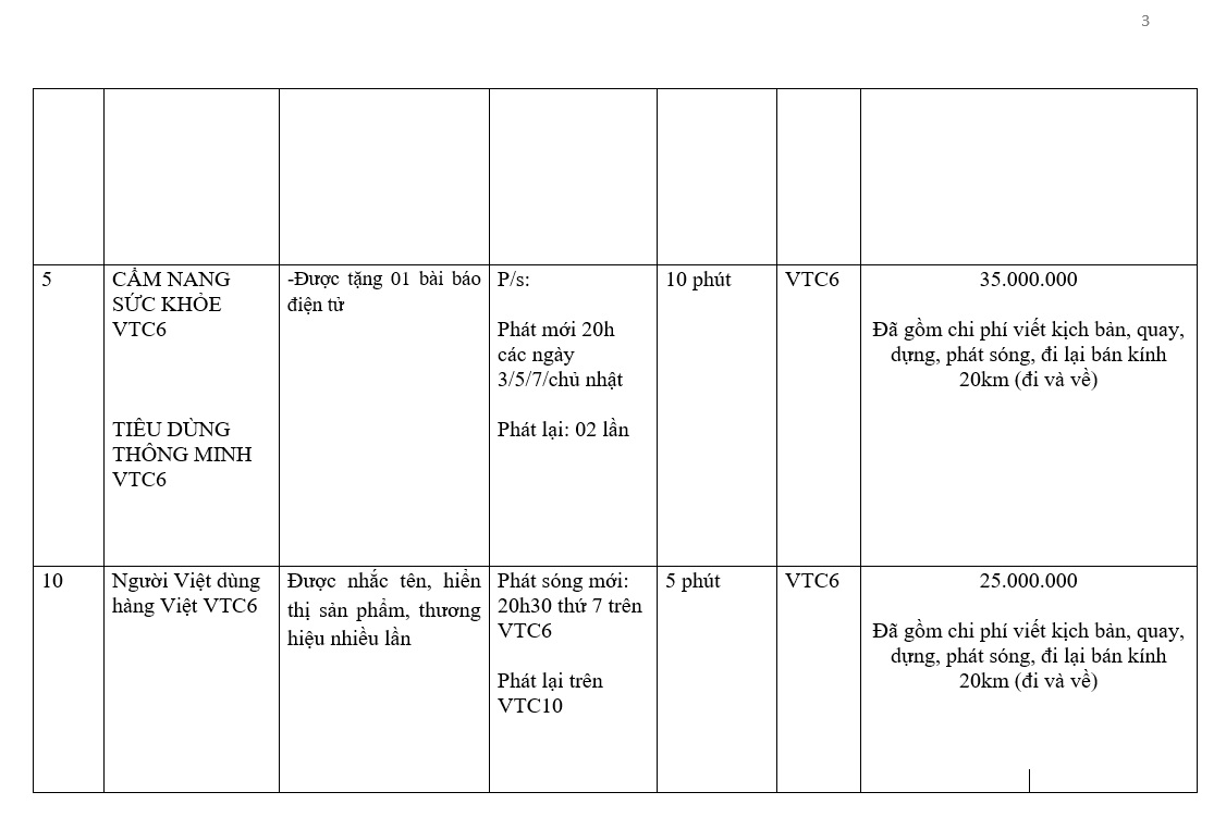 BÁO GIÁ QUẢNG CÁO TRUYỀN HÌNH VTC 2023