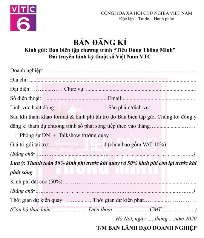 Đăng ký tham gia chương trình Tiêu dùng thông minh VTC6